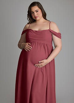 Azazie Saige Brautjungfernkleider für Schwangere A-Linie Plissee Chiffon Bodenlänge Kleid image14