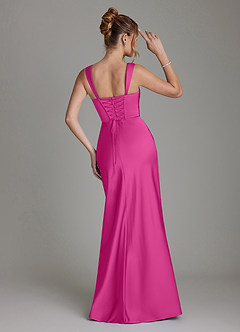 Azazie Agustina Robes de demoiselle d'honneur Robe Sirène en Satin extensible Corset Fuchsia image2