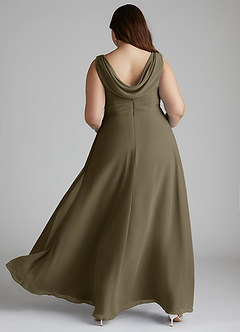 Azazie Karina Bridesmaid Dresses Willow Green A-Line Pleated Chiffon Dress image9