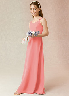 Azazie Denice Junior Coral A-Line Chiffon Dress image5