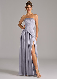 Azazie Adeline Bridesmaid Dresses Pebble Floral Jacquard A-Line Strapless Floral Jacquard Dress image1