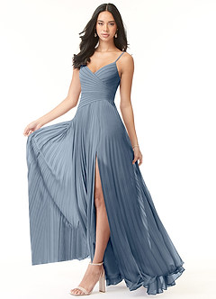 Azazie Vini Bridesmaid Dresses Twilight A-Line V-Neck Pleated Chiffon Dress image3