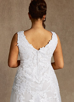Azazie Bess Wedding Dresses Diamond White Sheath Sequins Tulle Dress image12