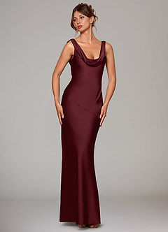 Azazie Rylina Brautjungfernkleider Meerjungfrau-Linie Stretch-Satin Kleid Cabernetrot image3