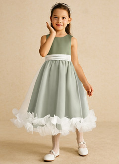Azazie Stardust Blumenmädchenkleider A-Linie ärmellos Organza Kleid Pistazie image5