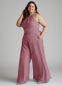 Azazie Kenzi Bridesmaid Dresses Vintage Mauve Pleated Chiffon Jumpsuit image7