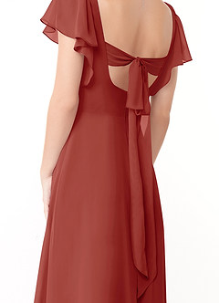 Azazie Syenna Bridesmaid Dresses Terracotta A-Line Ruched Chiffon Dress image3
