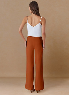 front Marina Burnt Orange Refined Weave Straight-Leg Pants