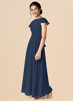 Azazie Payton Dark Navy A-Line Bow Chiffon Dress image5