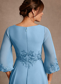 Azazie Ana 신부의 어머니 드레스 A라인 레이스 쉬폰 티 길이 드레스 image6