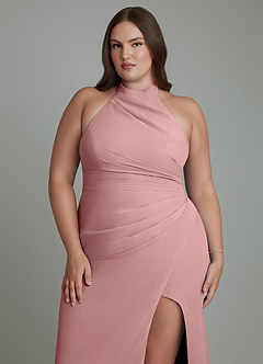 Azazie Jemma Bridesmaid Dresses Dusty Rose Sheath Pleated Chiffon Dress image13