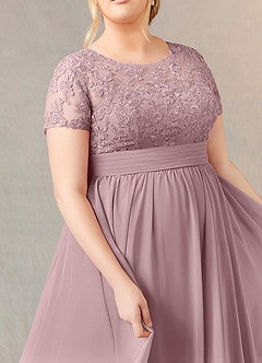 Azazie Annette Mother of the Bride Dresses Dusty Rose A-Line Lace Chiffon Dress image11