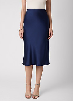 front Anjani 100% Washable Silk Midi Skirt