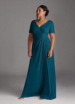 Azazie Bessie Mother of the Bride Dresses Ink Blue A-Line Pleated Mesh Dress image9