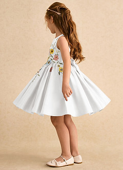 Azazie Prima Flower Girl Dresses White A-Line Bow Matte Satin Dress image5