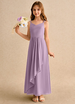 Azazie Zaida Girls Formal Flower Girl Dresses Wisteria A-Line Pleated Chiffon Dress image6