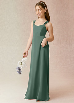 Azazie Denice Junior Sea Moss A-Line Chiffon Dress image3