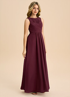 Azazie Skyla Junior Cabernet A-Line Pleated Chiffon Dress image4