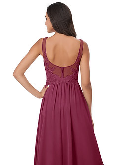 Azazie Robbie Final Sale Mulberry A-Line Lace Chiffon Dress image6