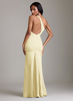 Azazie Voni Abiti da Damigella Abito Sirena in Raso Elasticizzato Monospalla Sorbetto Al Limone image2