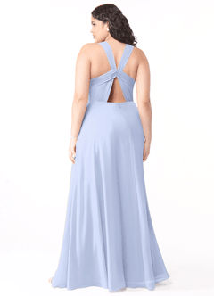 Azazie Jane Final Sale Matcha A-Line V-Neck Pleated Chiffon Dress image7