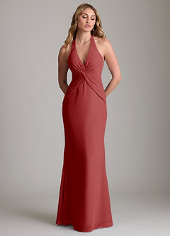 Azazie Valerie Vestidos de damas de honor Vestido de Óxido de Gasa de Corte Sirena con Plisado image3