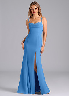 Azazie Wynni Abiti da Damigella Abito Sirena in Chiffon Corsetto Blue Jay image1