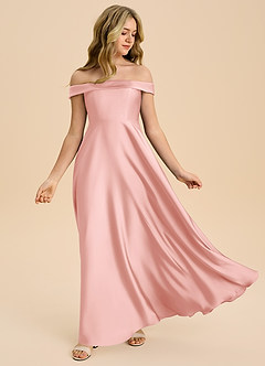 Azazie Sissy Junior Klänning av A-Line i Stretch Satin Off the shoulder image5