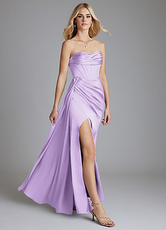 Azazie Amyra Bridesmaid Dresses Lilac Mermaid Off the Shoulder Stretch Satin Convertible Dress image10