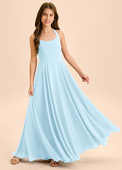 Azazie Kady Junior Sky Blue A-Line Sweetheart Neckline Chiffon Dress image4