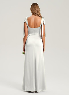 Azazie Frostine Abiti da Damigella Abito A-Line in Raso Elasticizzato Fiocco Bianco image2