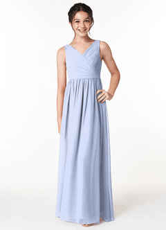 Azazie Sawyer Junior Ice A-Line Pleated Chiffon Dress image1