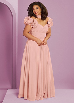 Barbie ♥ Azazie Bridesmaid Dresses Rosette A-Line Off the Shoulder Chiffon Convertible Dress image12