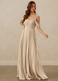 Christian Siriano Bridal for Azazie 1013 Bridesmaid Dresses Champagne A-Line Off the Shoulder Chiffon Dress image7