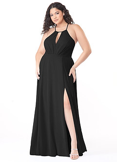 Azazie Evalleen Bridesmaid Dresses Black A-Line Pleated Chiffon Dress image9