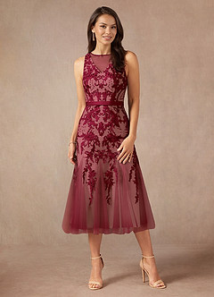 Azazie Herrin Mother of the Bride Dresses Burgundy Champagne Mermaid Lace Dress image2