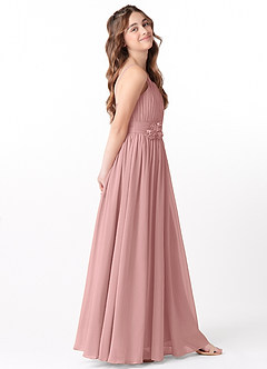 Azazie Astrid Junior Dusty Rose A-Line Floral Chiffon Dress image5