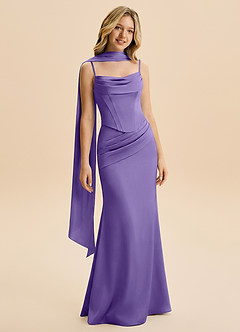 Azazie Sorrel Junior Robe Sirène en Satin extensible Rayé Tahiti image2