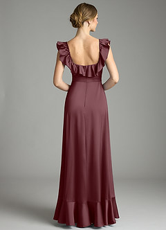 Azazie Lyra Bridesmaid Dresses Sangria A-Line Off the Shoulder Stretch Satin Convertible Dress image8