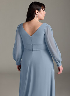 Azazie Sage Venta Final Vestido de Cabernet de Gasa de Corte en A con Manga larga image11