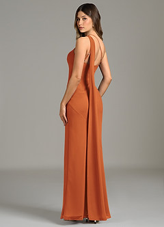 Azazie Juniper Jurken voor bruidsmeisjes Jurk van Chiffon met Zeemeermin One-shoulder Kaneel image2