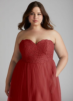 Azazie Roni Bridesmaid Dresses Rust A-Line Sweetheart Neckline Tulle Convertible Dress image11