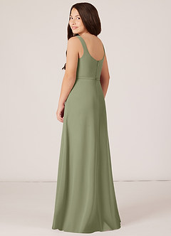Azazie Renee Junior Pistachio A-Line Side Slit Chiffon Dress image4