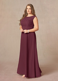 Azazie Bettina Mother of the Bride Dresses Cabernet A-Line Lace Chiffon Dress image6