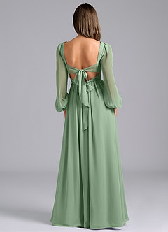 Azazie Zeya Bridesmaid Dresses Matcha A-Line Long Sleeve Chiffon Dress image2