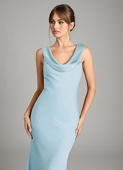 Azazie Rylina Bridesmaid Dresses Sky Blue Mermaid Stretch Satin Dress image4