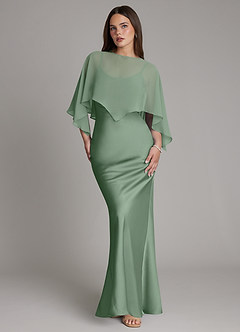 Azazie Ambra Bridesmaid Dresses Matcha Mermaid Pleated Stretch Satin Dress image1