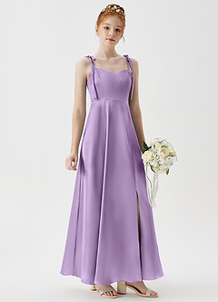 Azazie Rosey Junior Lilac A-Line Sweetheart Neckline Metallic Satin Dress image4