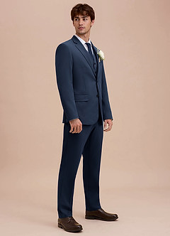 front Ethan Dark Navy Refined Weave 3-piece Suit