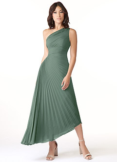 Azazie Kirra Jurken voor bruidsmeisjes Jurk van Chiffon met A-Lijn One-Shoulder Eucalyptus image1